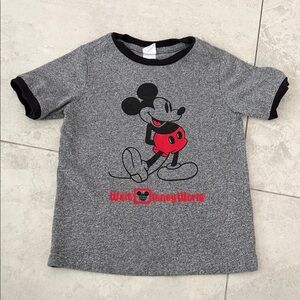 Disney Gray Mickey Mouse Short Sleeve Tee with Black Trim and Red Accent